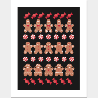Gingerbread Men Cookies Ugly Christmas Sweater Posters and Art